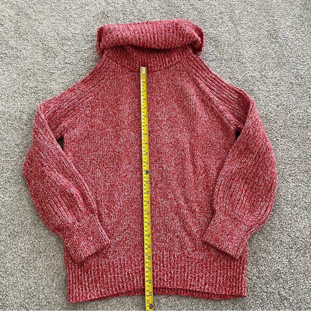 Nine West Red & White Intertwined Cowl Neck Knit Cozy Sweater size Small - Picture 7 of 9